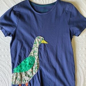 Mini Boden Navy Tee with Green Duck Appliqué